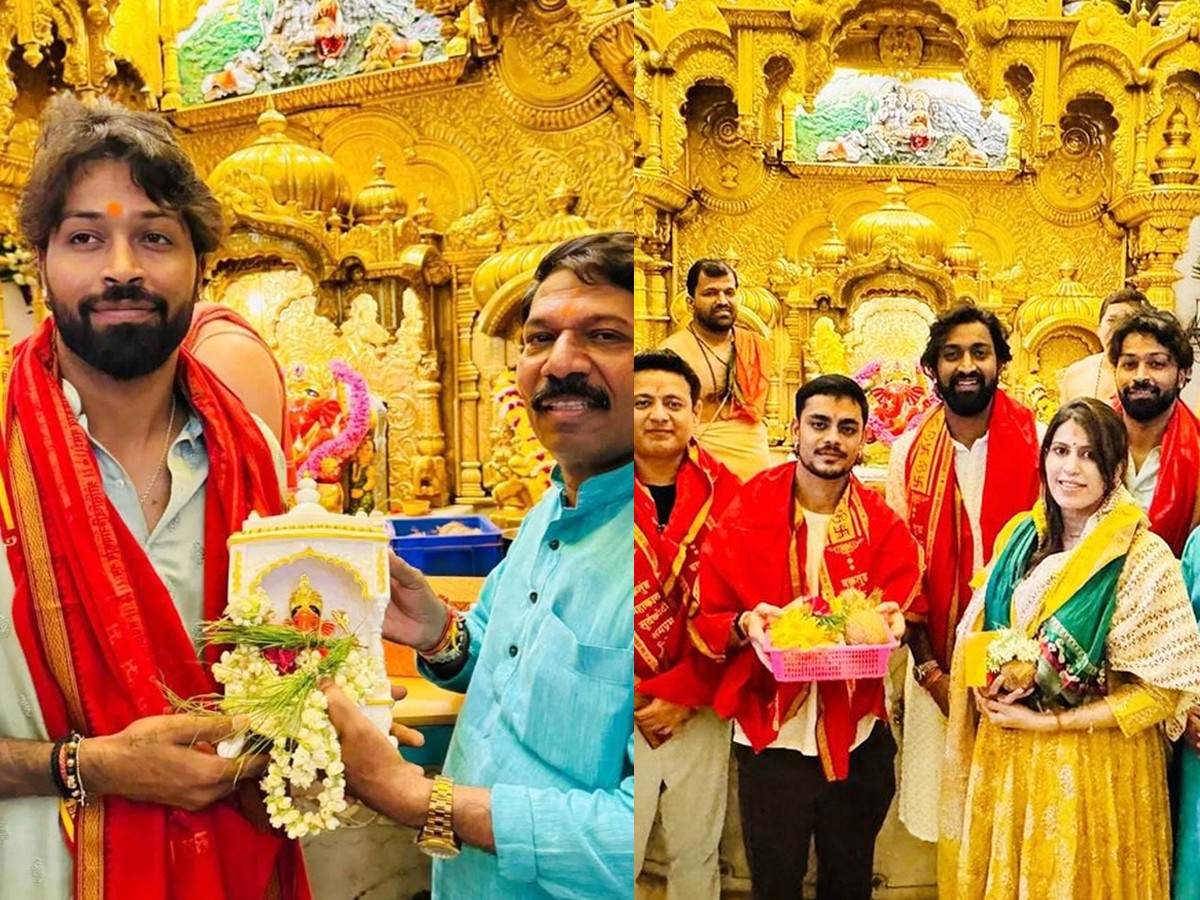 Hardik Pandya Pooja With Ishaan Kishan At Siddhivinayak Temple Mumbai - Sakshi1