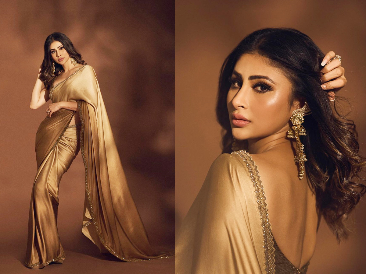 Mouni Roy Ultimate Golden Saree Look - Sakshi1