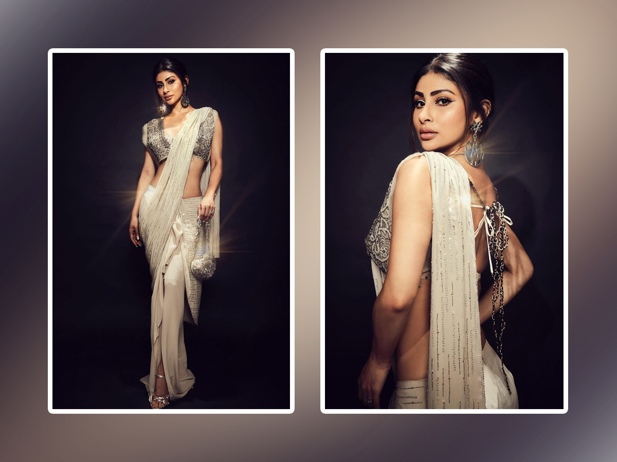 Mouni Roy Killing Look In Modern White Saree - Sakshi1