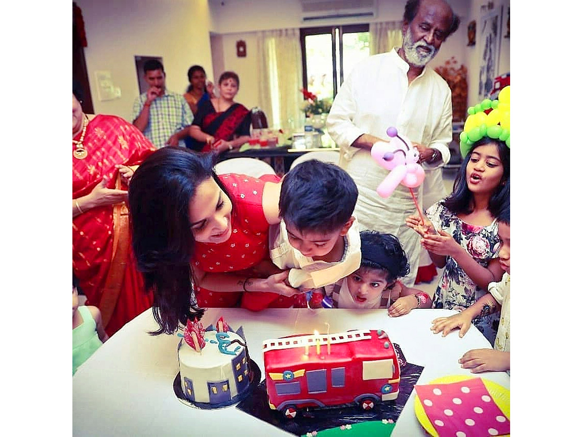 Rajinikanth attends his grandson Ved birthday party Photos8