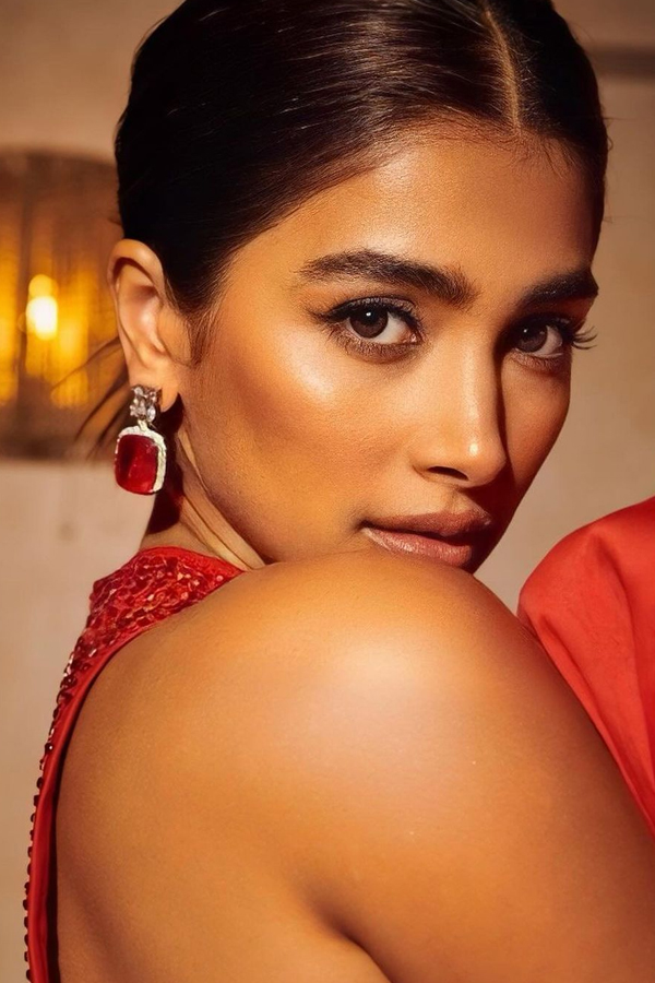 Tollywood Beauty Pooja Hegde Stunning Looks In Red Dress3