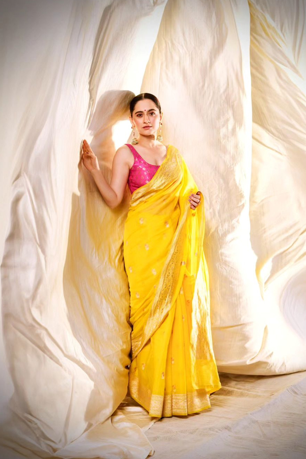 Heeramandi Heroine Sanjeeda Sheikh Looks Amazing In Yellow Saree Photos8