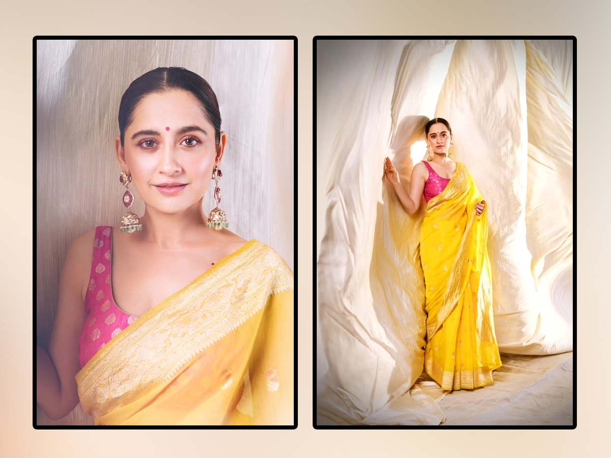 Heeramandi Heroine Sanjeeda Sheikh Looks Amazing In Yellow Saree Photos1