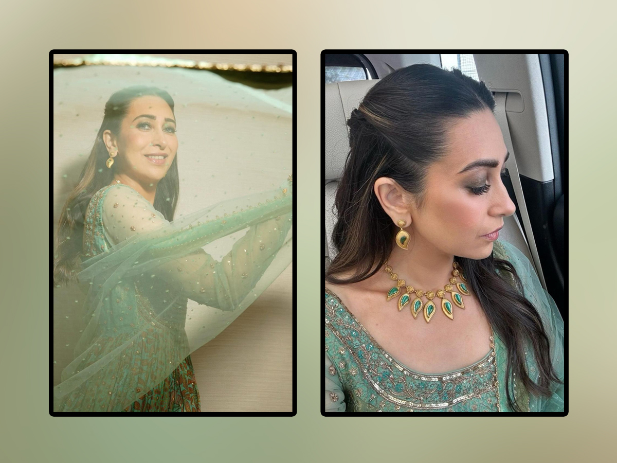 Bollywood Actress Karishma Kapoor In Green Dress Photos Viral1