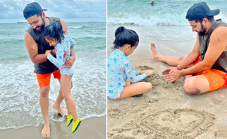 Rohit Sharma enjoys beach day with daughter Samaira during the 2024 T20 World Cup Photos1