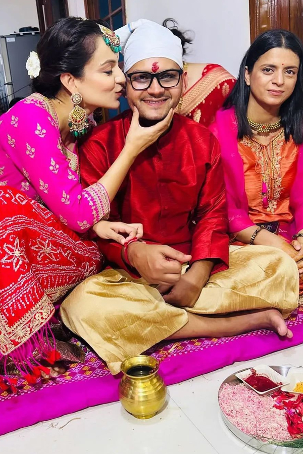 Actress Kangana Ranaut At Her Brothers Wedding Ceremony Photos Viral4