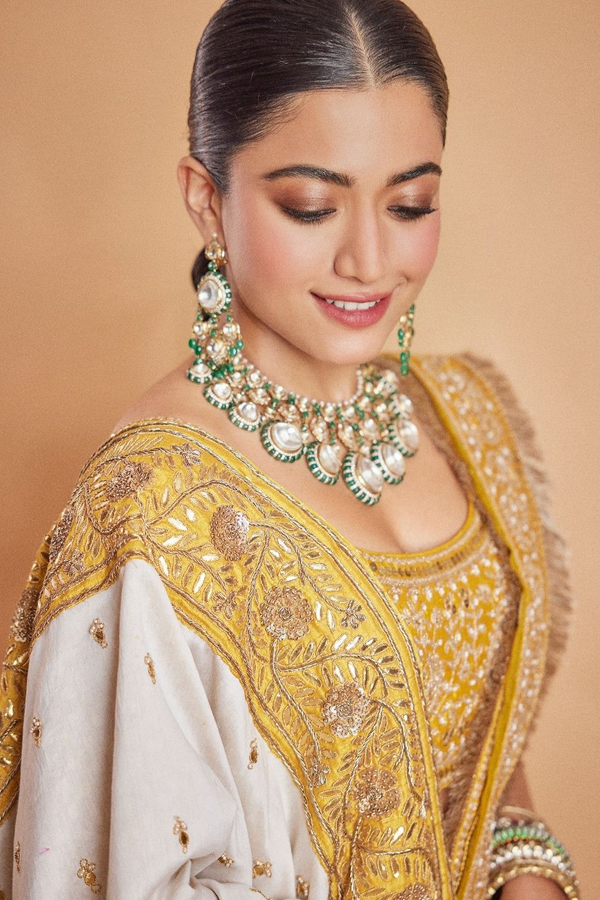 Tollywood Beauty Rashmika Mandanna Stylish Looks In Yellow Lehenga7