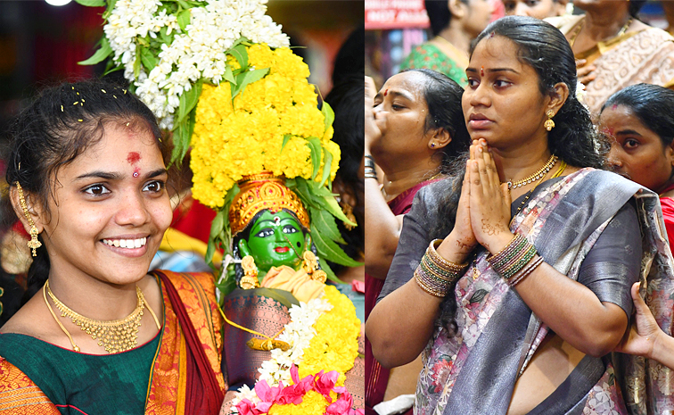 Hyderabad Bhagyanagar Joint Temples Committee Presented Telangana Bonalu to Durgamma in Vijayawada Photos1