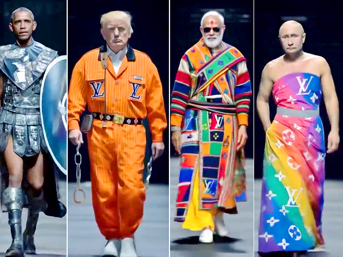 PM Modi Trump Biden Putin walk the ramp in AI fashion show Photos1