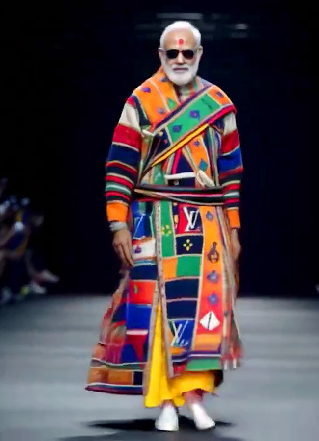 PM Modi Trump Biden Putin walk the ramp in AI fashion show Photos3