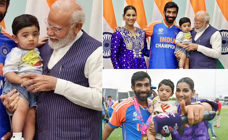 Narendra Modi Adorable moment with Jasprit Bumrah's son, photos goes viral1