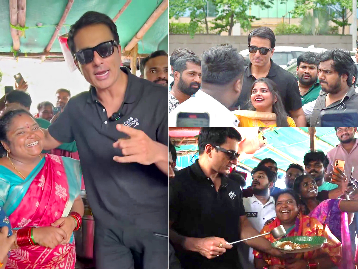 Sonu Sood Visits Kumari Aunty Food Stall Photos1