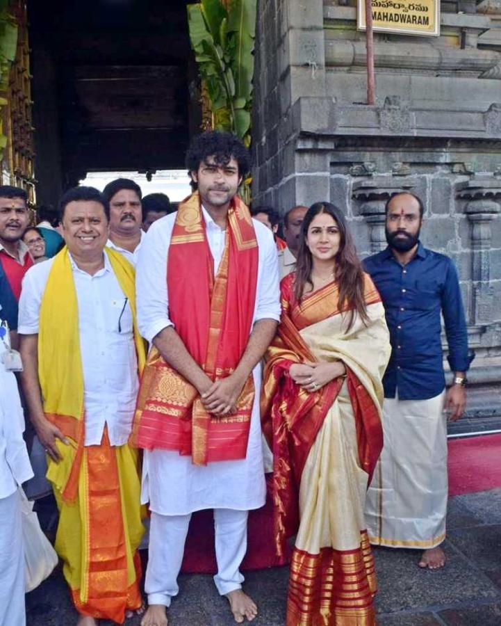 Varun Tej and Lavanya Tripathi at Tirumala Srivari Seva Photos2