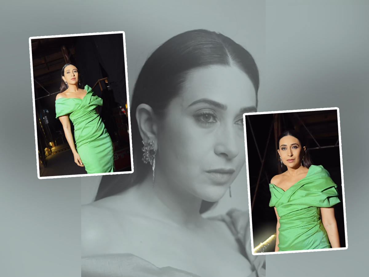 Bollywood Beauty Karisma Kapoor Glamorous Looks In Green Dress1