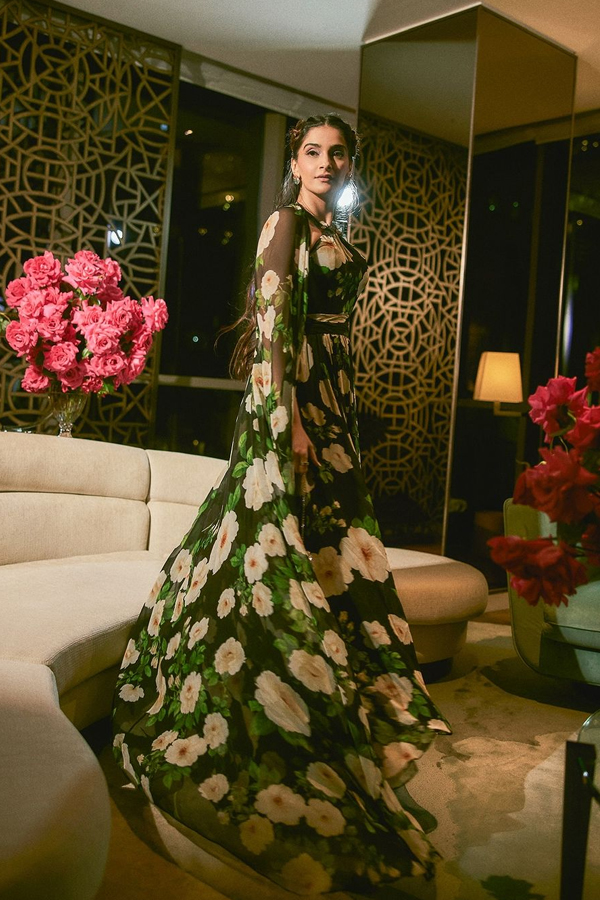 Sonam Kapoor In Floral Print Dress At Restaurant Opening In Dubai2