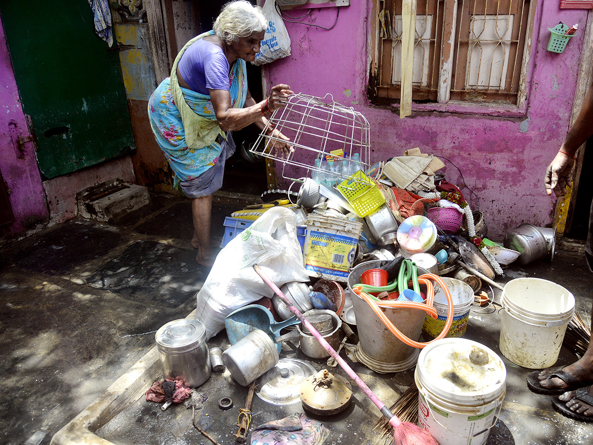 Check out the photo gallery of the flood-affected victims in Vijayawada.36