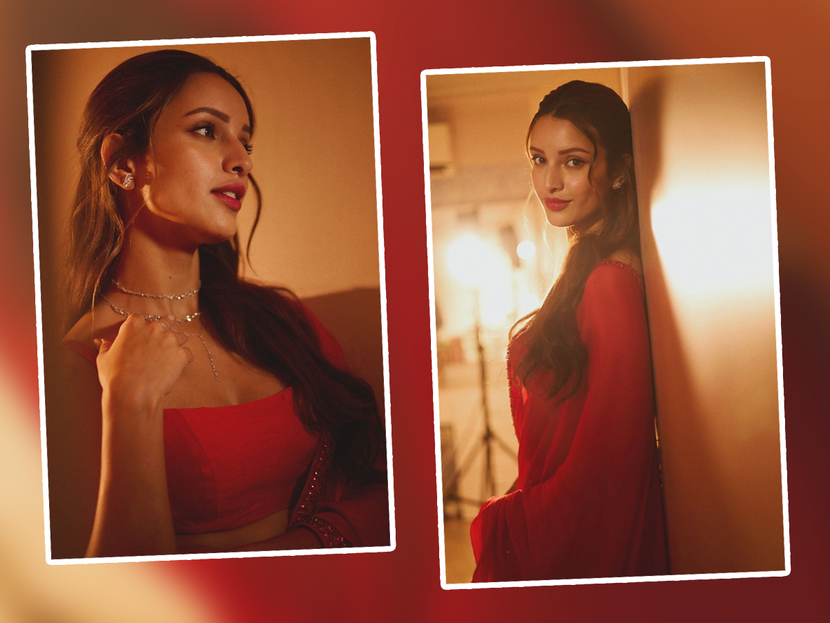 Bollywood Beauty Tripti Dimri Stunning Looks In Red Saree1