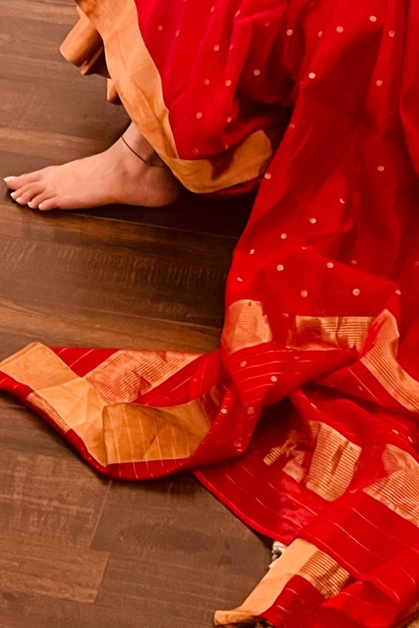 Nayanthara Ultra Classy Look In Red Saree Photos Viral5