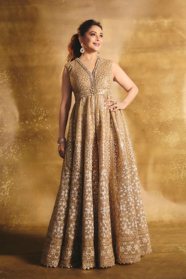 Actress Madhuri Dixit Dazzling Photos In Golden Color Dress4