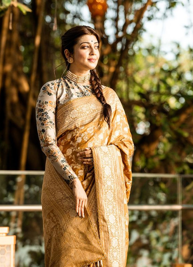 Actress Pranitha Traditional photos in Golden saree4