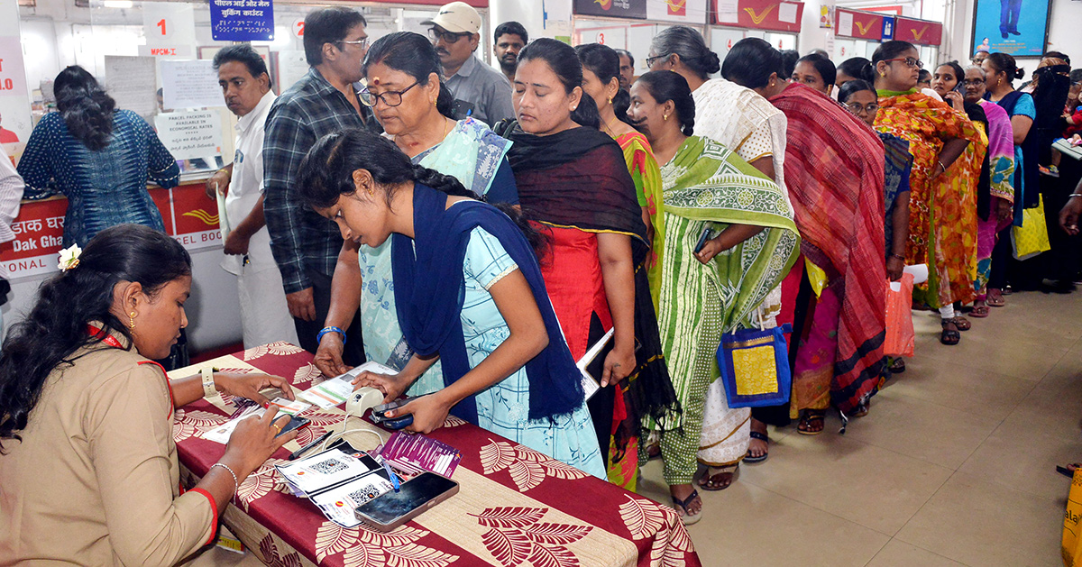 InPics: Women Gathering At Post Offices With The Campaign That AP CM Will Deposit Rs 15002