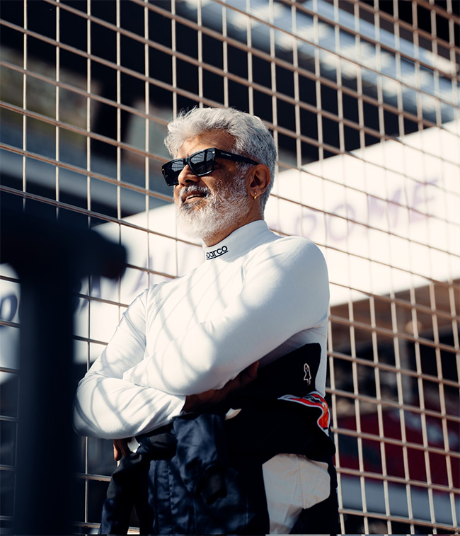 Ajith Kumar Poses with His Race Car At Barcelona F1 Circuit14