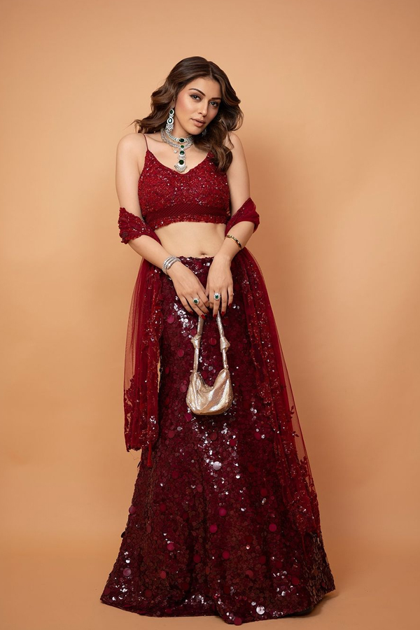 Actress Hansika Motwani Looks Gorgeous In Maroon Ghagra2