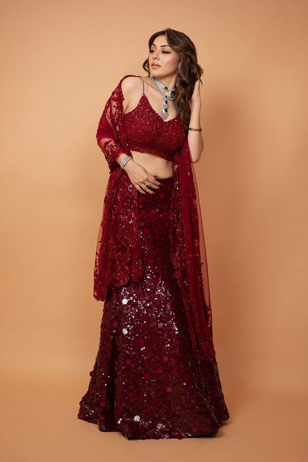 Actress Hansika Motwani Looks Gorgeous In Maroon Ghagra13