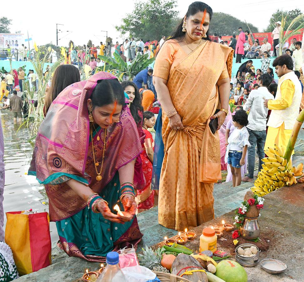 Necklace Road: Chhath Puja 2024 with Devotees at Bathukamma Ghat11