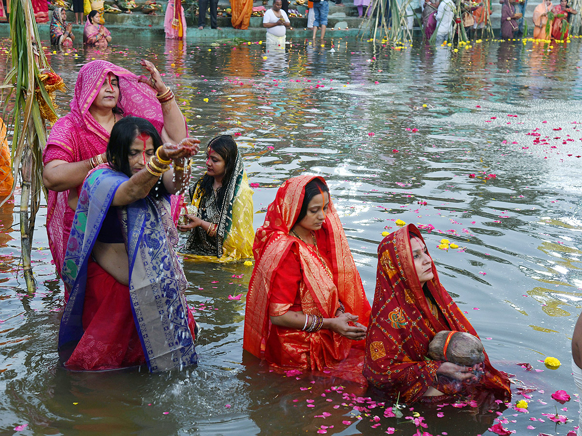 Necklace Road: Chhath Puja 2024 with Devotees at Bathukamma Ghat22