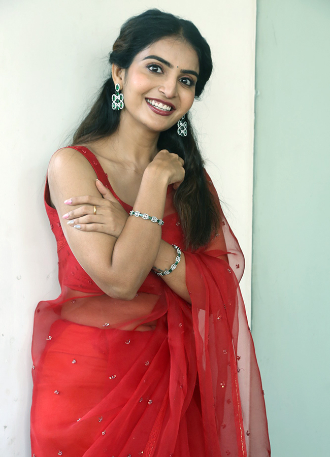 Actress Ananya Nagalla Latest Stills In Red Saree, Photos Gallery Goes Viral19