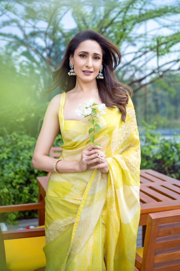 Actress Pragya Jaiswal Adorable Looks In Yellow Saree2