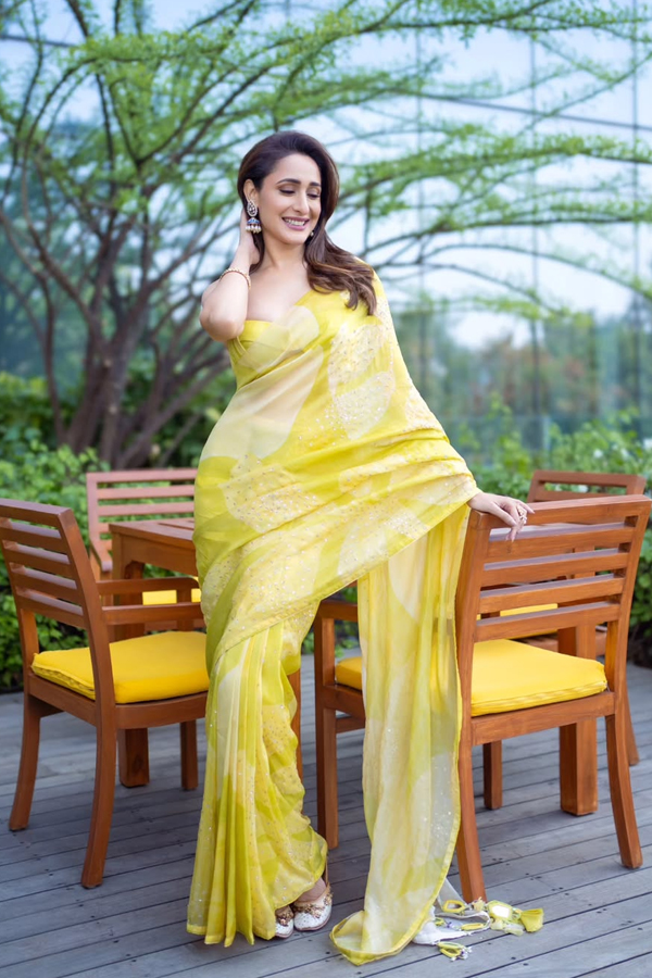 Actress Pragya Jaiswal Adorable Looks In Yellow Saree8