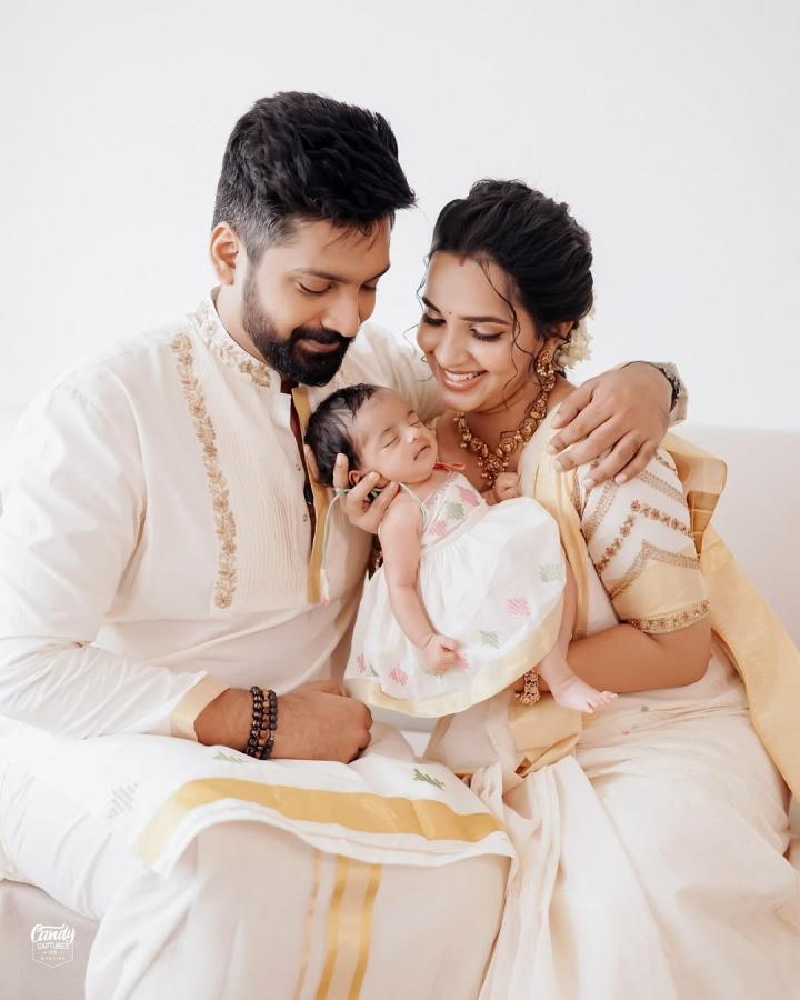 Malayalam TV Actress Malavika Krishnadas Daughter Naming ceremony photos2