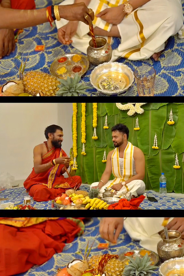 Youtuber Nikhil Vijayendra Simha performs Ganesh Homam At His Home Photos Goes Viral on Social Media5