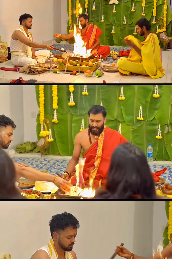 Youtuber Nikhil Vijayendra Simha performs Ganesh Homam At His Home Photos Goes Viral on Social Media10