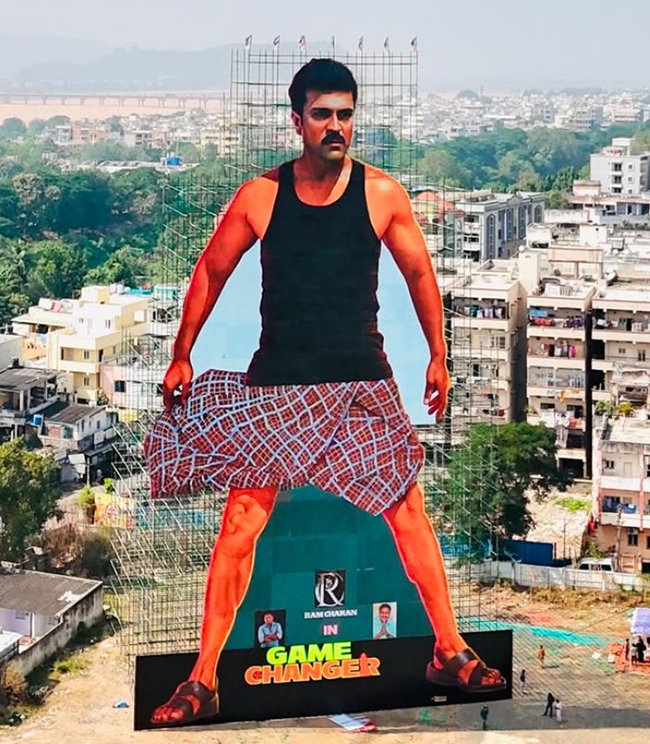 Ram Charan Game Changer Biggest Cut Out At Vijayawada3