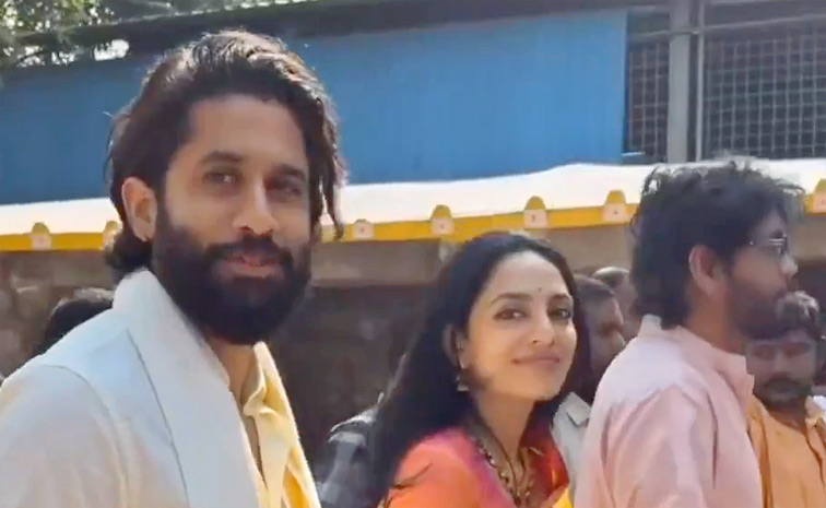 Naga Chaitanya And Sobhita Dhulipala Visit Srisailam Temple Photos Viral9