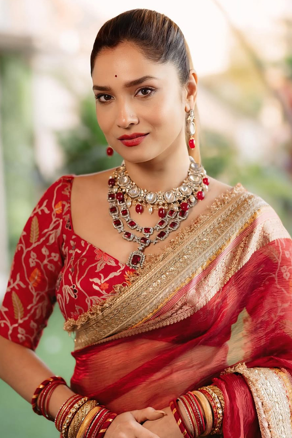 Bollywood Tv Actress Ankita Lokhande Stunning Photos In Red Saree2