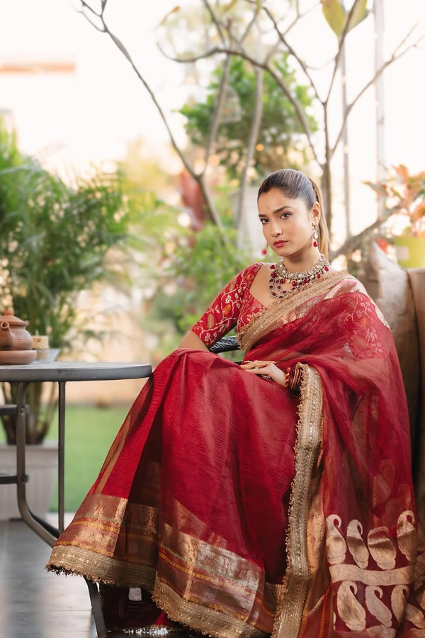 Bollywood Tv Actress Ankita Lokhande Stunning Photos In Red Saree6