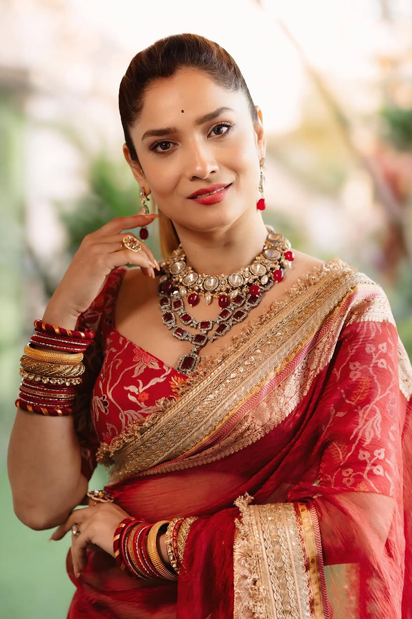 Bollywood Tv Actress Ankita Lokhande Stunning Photos In Red Saree7