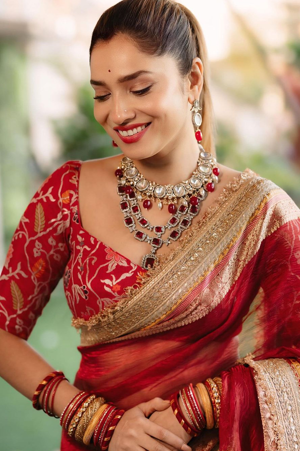 Bollywood Tv Actress Ankita Lokhande Stunning Photos In Red Saree8