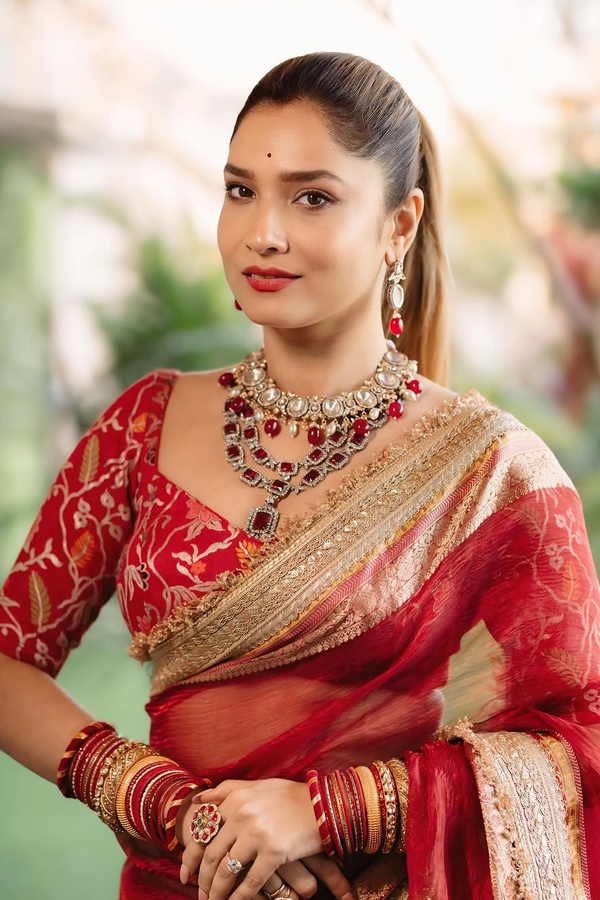 Bollywood Tv Actress Ankita Lokhande Stunning Photos In Red Saree10