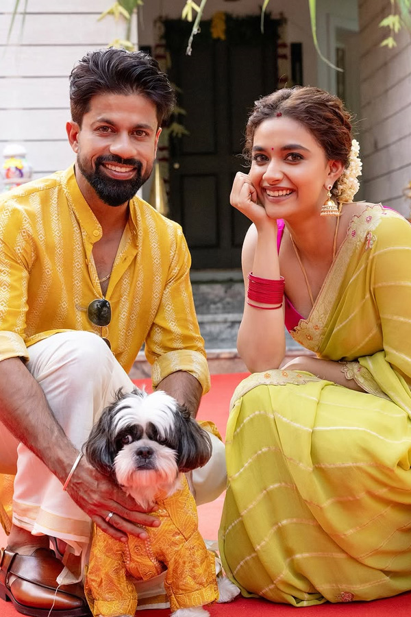 Actress Keerthy Suresh First Sankranthi Festival Celebration with her Husband After Marriage Photos5