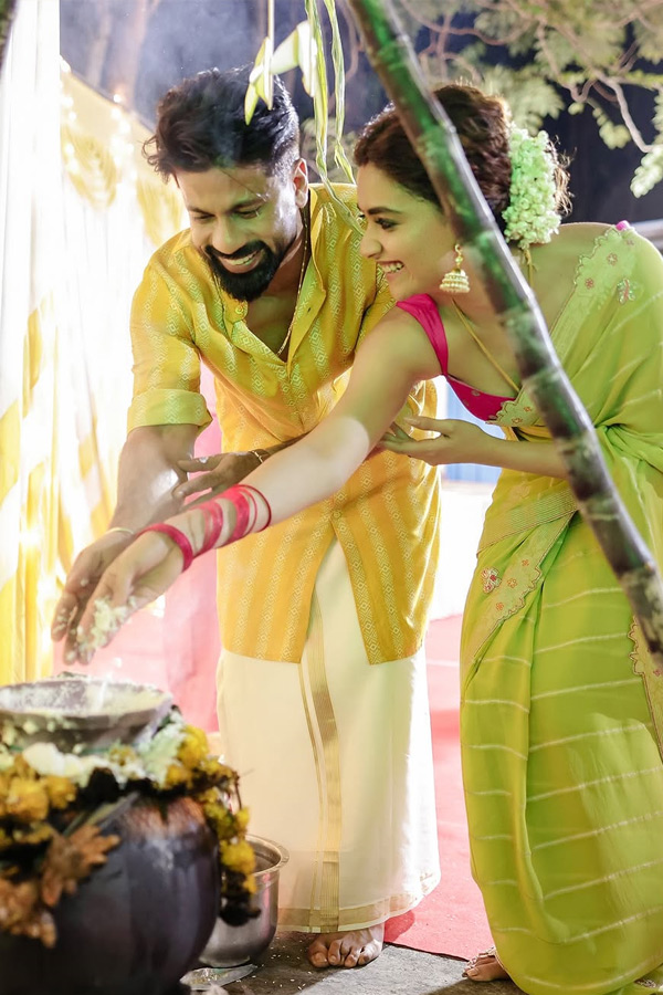 Actress Keerthy Suresh First Sankranthi Festival Celebration with her Husband After Marriage Photos7