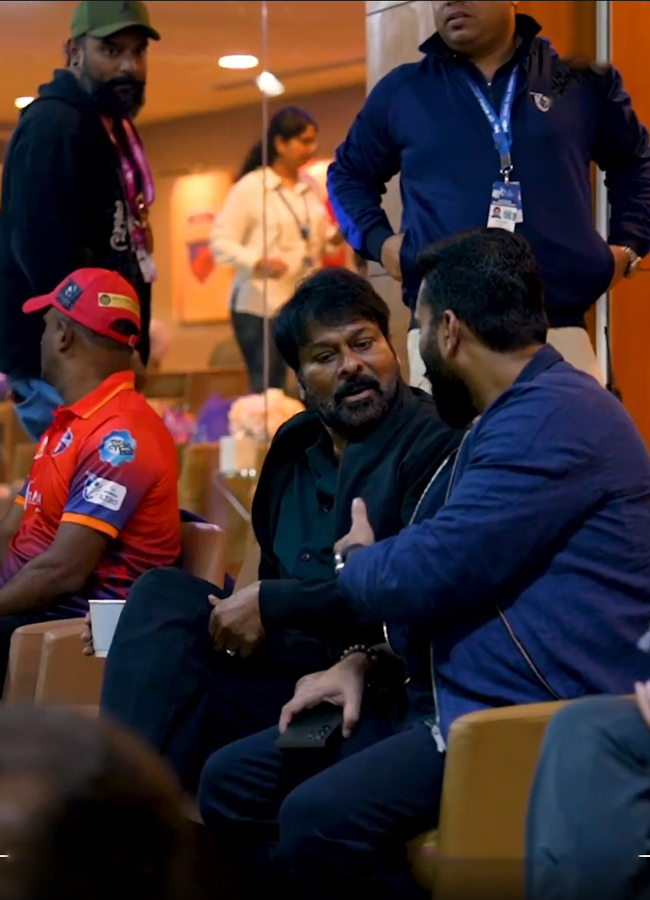 Megastar Chiranjeevi watches cricket match at sharjah in dubai10