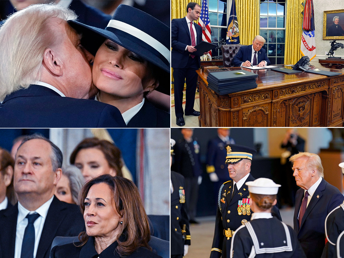 President Donald Trump arrives at an indoor Inauguration parade in Washington1