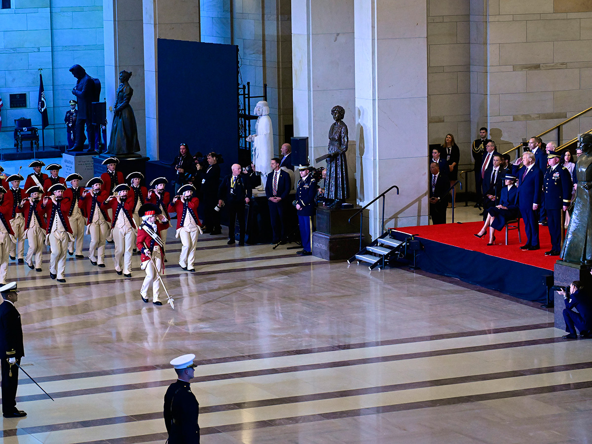 President Donald Trump arrives at an indoor Inauguration parade in Washington17