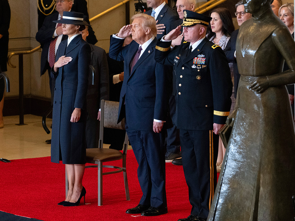 President Donald Trump arrives at an indoor Inauguration parade in Washington18