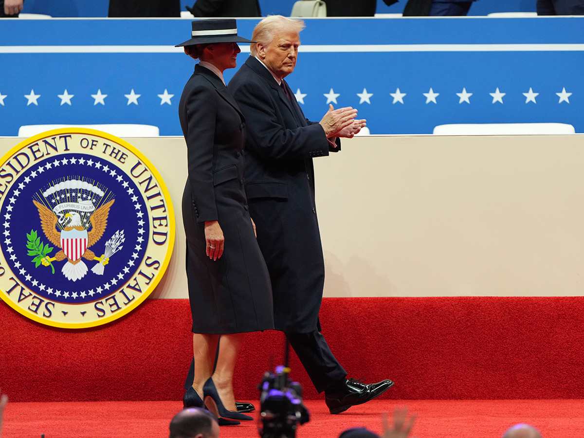 President Donald Trump arrives at an indoor Inauguration parade in Washington19